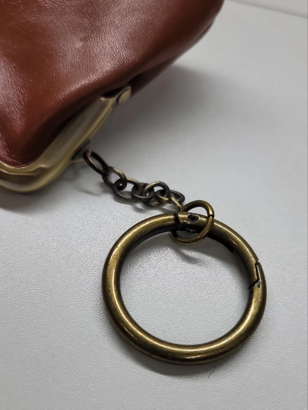 Patricia Nash Borse Large Leather Coin Purse with Keyring - Brown